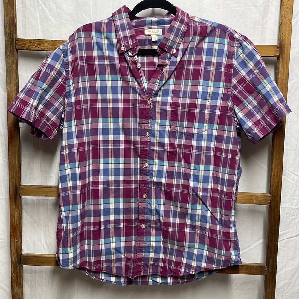 💙 Pastel plaid short sleeve shirt